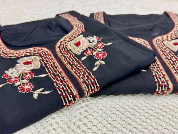 Black Elegant Raw Silk Kurti with Zardosi Hand Work