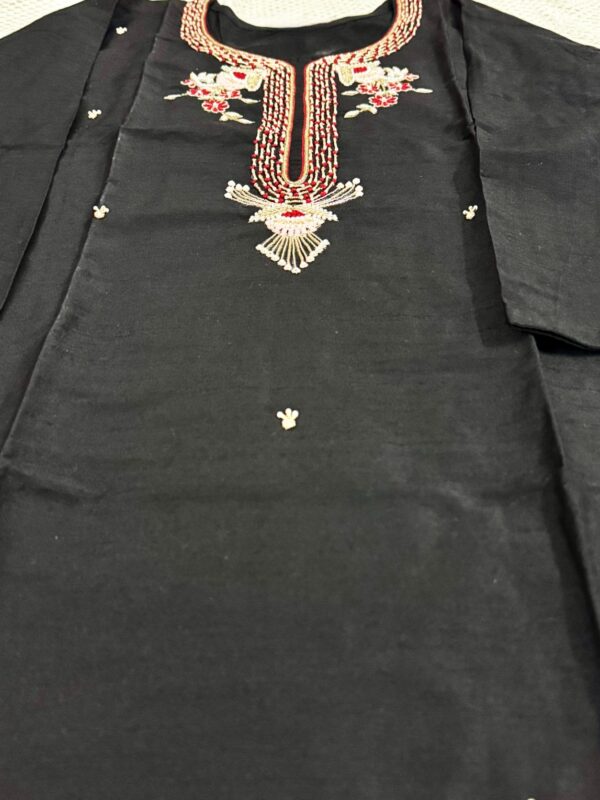 Black Elegant Raw Silk Kurti with Zardosi Hand Work