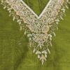 Olive Green Raw Silk Kurti with Zardosi Hand Work | Elegant Festive Wear by KanakRiti