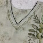 Light Pesta Green Linen Kurti with Kantha Stitch Work