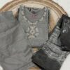 Beautiful Grey Tissue Fabric Kurti with Digital Print & Zardosi Work, Pant & Dupatta Set