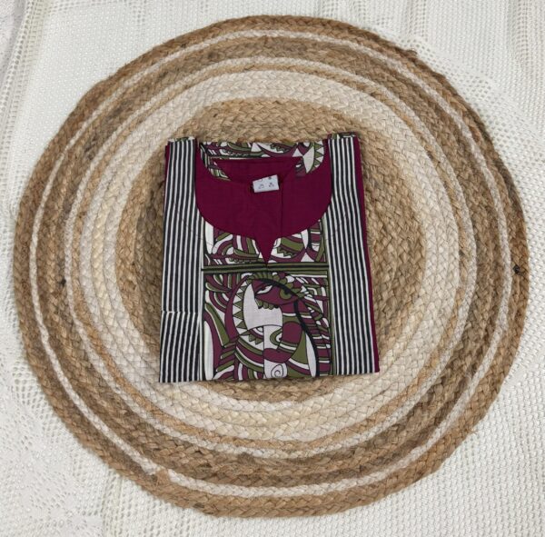 Maroon Raw Silk Kurti with Patch Work Detailing