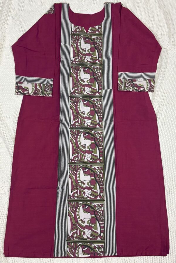 Maroon Raw Silk Kurti with Patch Work Detailing