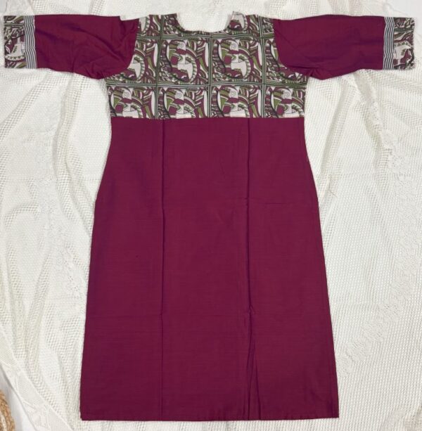 Maroon Raw Silk Kurti with Patch Work Detailing