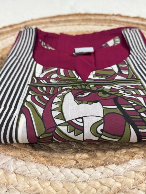 Maroon Raw Silk Kurti with Patch Work Detailing