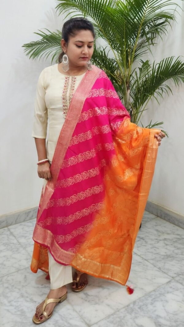 Elegant Tissue Fabric Kurti with Zardosi Work, Palazzo & Banarasi Dupatta Set