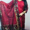 Maroon Soft Tasar Banarasi Kurti Set with Dupatta & Pant