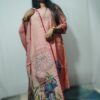 Peach Linen Kurti with Embossed Glitter & Artistic Highlight Painting, Pant & Dupatta Set