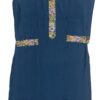 Navy Blue Silk Kurti Set with Hand-Stitched Embroidery & Printed Organza Dupatta – Palazzo Ethnic Wear