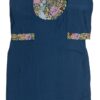 Navy Blue Silk Kurti Set with Hand-Stitched Embroidery & Printed Organza Dupatta – Palazzo Ethnic Wear