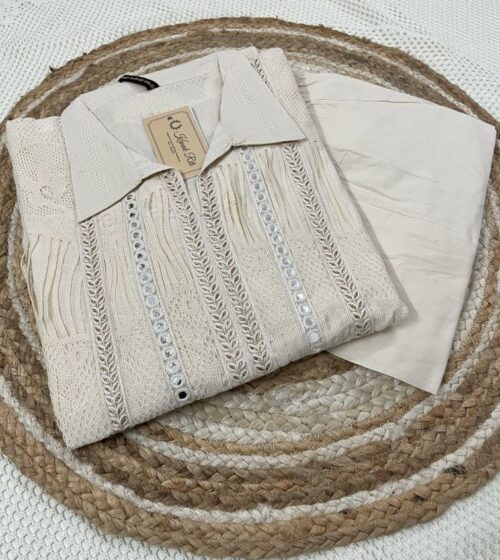 Elegant Off White Lace Work Coord Set