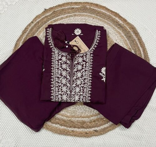 Maroon Kurti Set with Dupatta & Pant
