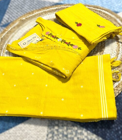 Yellow cotton kurti set