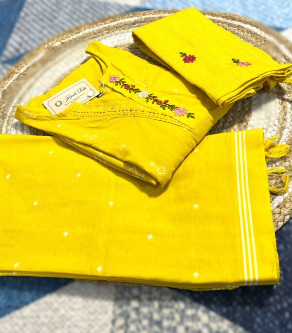 Yellow cotton kurti set