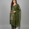 Mul berry silk dark green colour