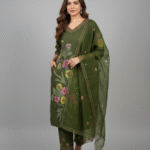 Mul berry silk dark green colour