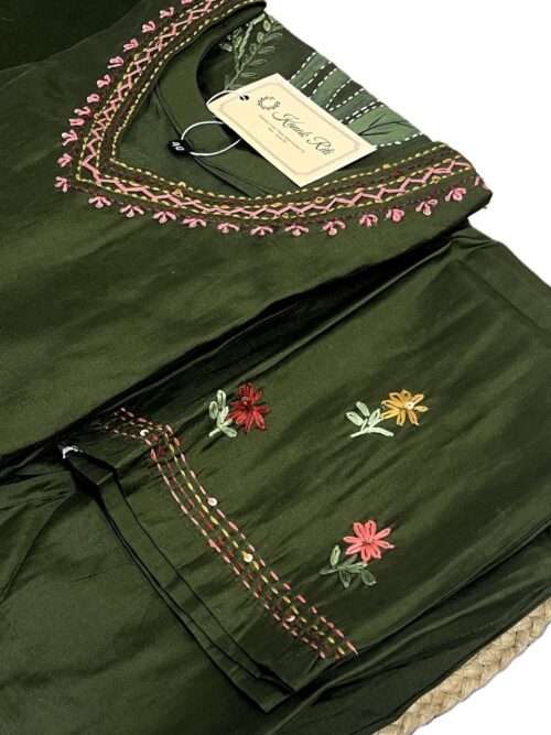 Mul berry silk dark green color