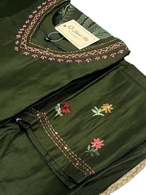 Mul berry silk dark green color