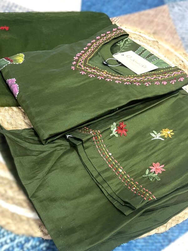 Mul berry silk dark green colour