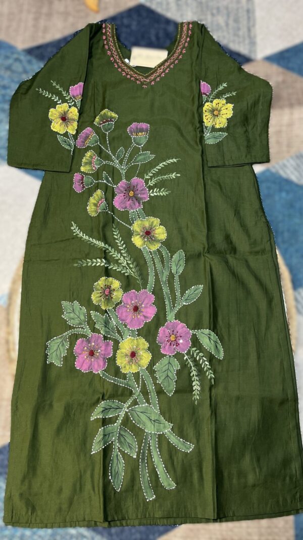 Mul berry silk dark green colour