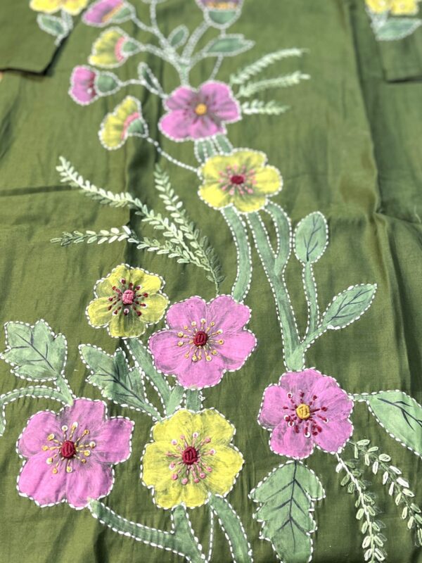 Mul berry silk dark green colour