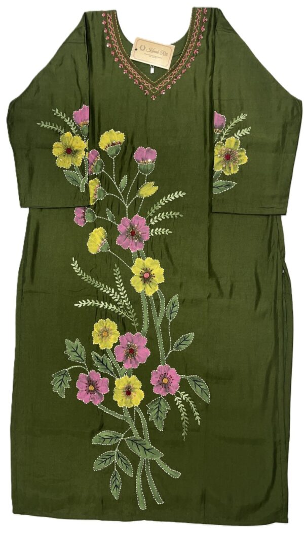 Mul berry silk dark green color