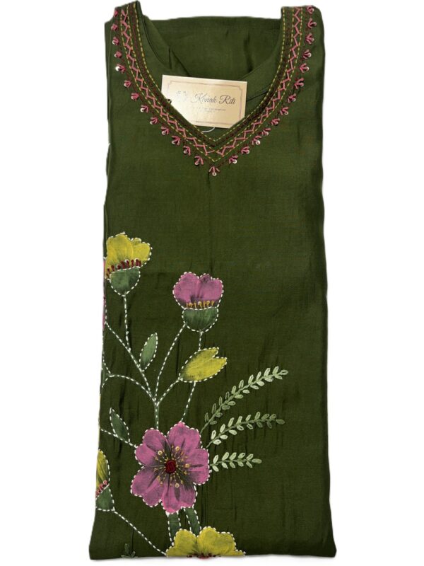 Mul berry silk dark green color