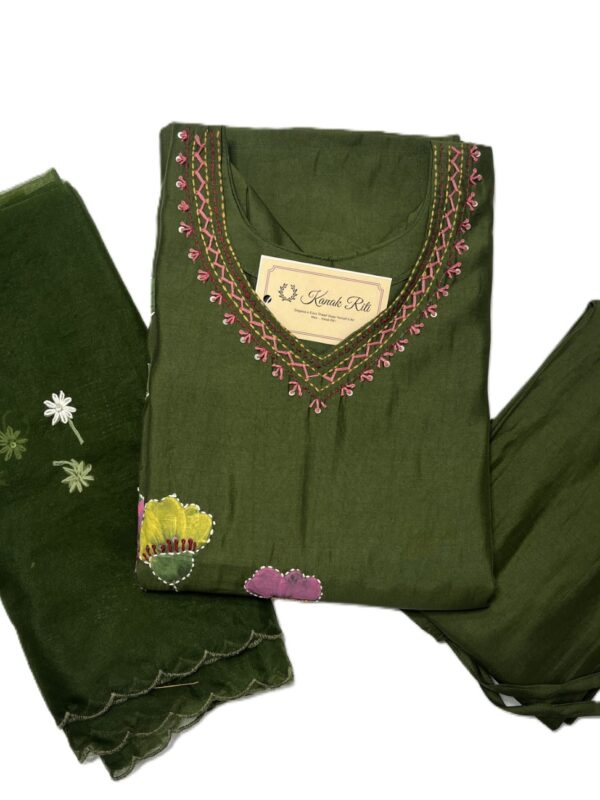 Mul berry silk dark green color