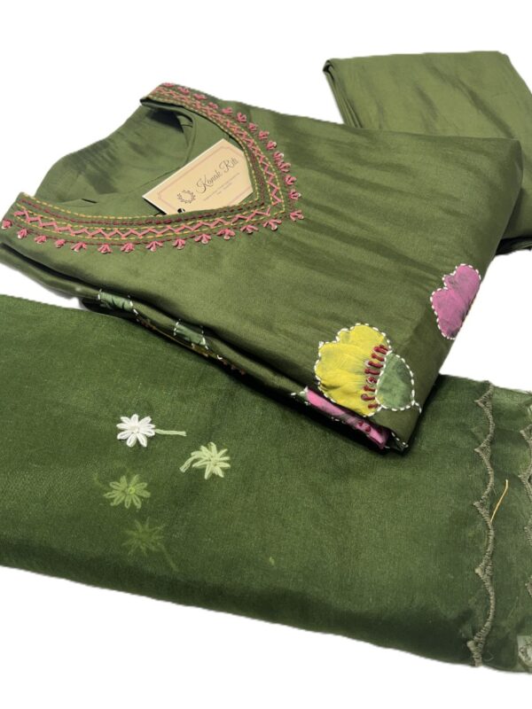 Mul berry silk dark green color