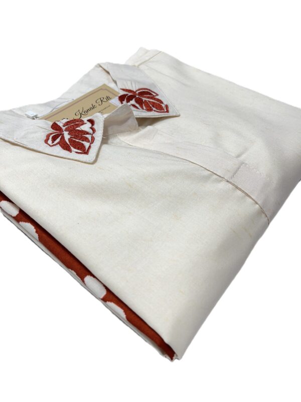 Cream Kurta Set with Rust Red Folk Art Motif