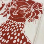 Cream Kurta Set with Rust Red Folk Art Motif