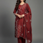 Roman Silk Hand Embroidery Kurti Set