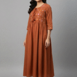 Mul Chanderi Rushed Dress