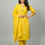 Mustard Yellow Handloom Cotton Kurti Set