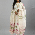 Premium Jamdani Hand-Embroidered Kurti Set with Dupatta and Pant