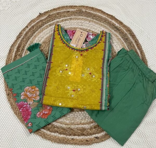 Yellow Cotton kurti set