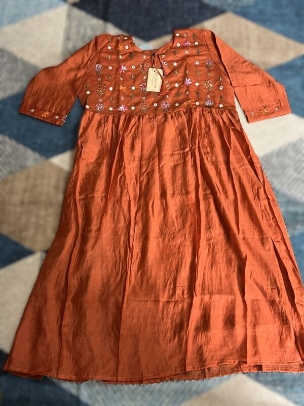 Mul Chanderi Rushed Dress