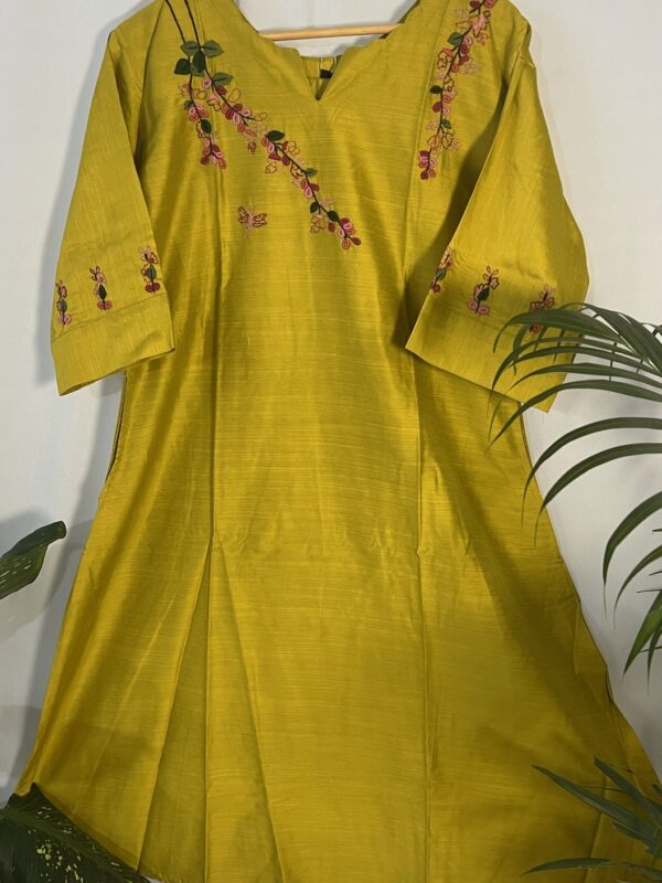 Raw Silk A-Line Midi Length Dress