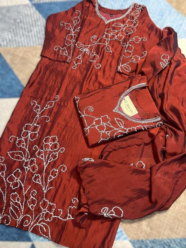 Roman Silk Hand Embroidery Kurti Set