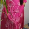 Rani Pink Raw Silk A-Line Dress with White Kantha Work