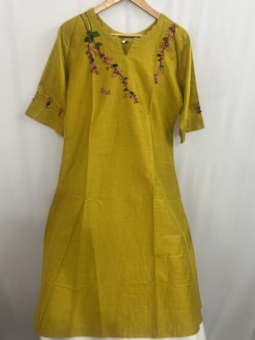 Raw Silk A-Line Midi Length Dress