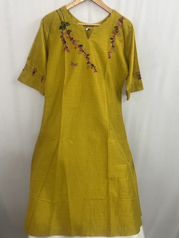 Raw Silk A-Line Midi Length Dress