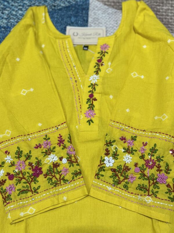 Mustard Yellow Handloom Cotton Kurti Set