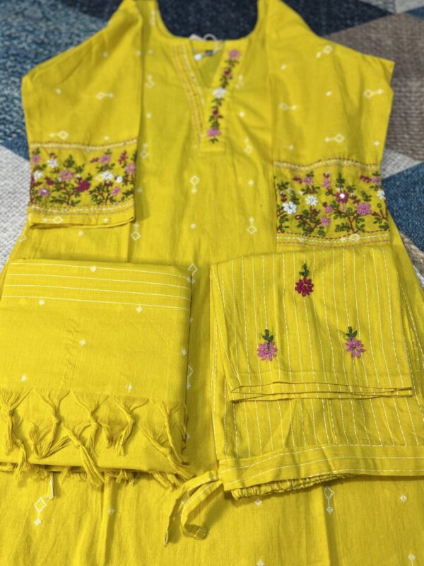 Mustard Yellow Handloom Cotton Kurti Set