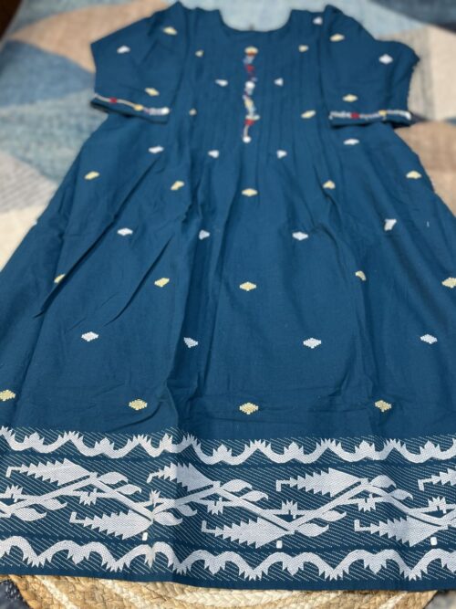 Jamdani Peacock blue gown
