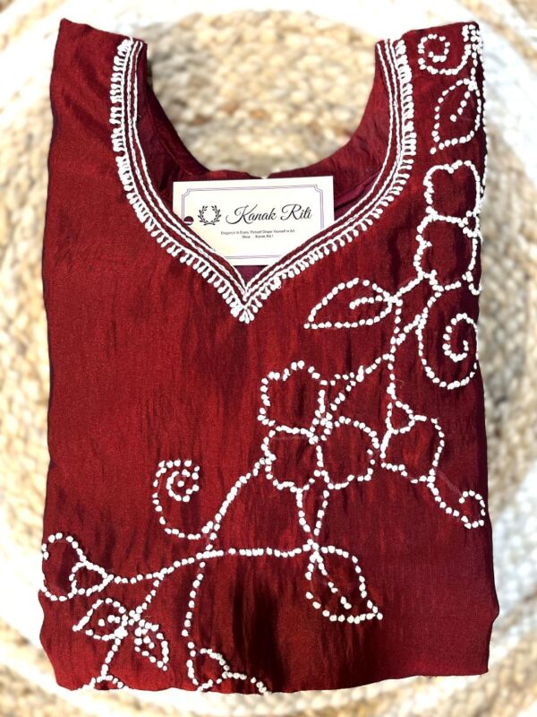 Roman Silk Hand Embroidery Kurti Set