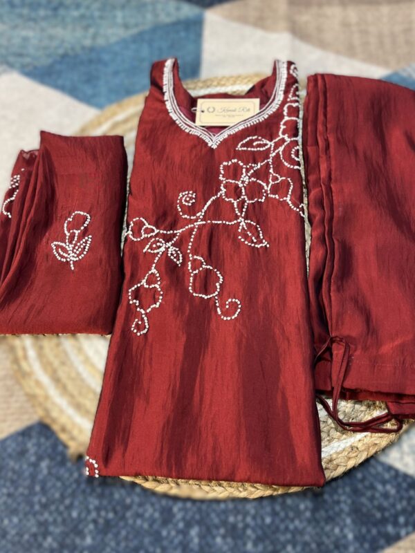 Roman Silk Hand Embroidery Kurti Set
