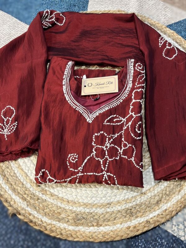Roman Silk Hand Embroidery Kurti Set