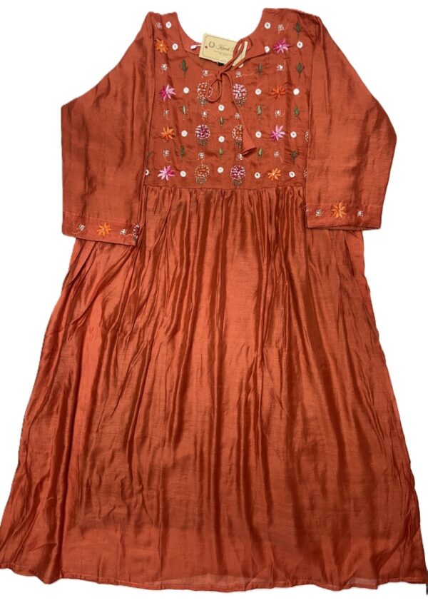 Mul Chanderi Rushed Dress