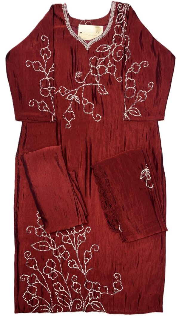 Roman Silk Hand Embroidery Kurti Set